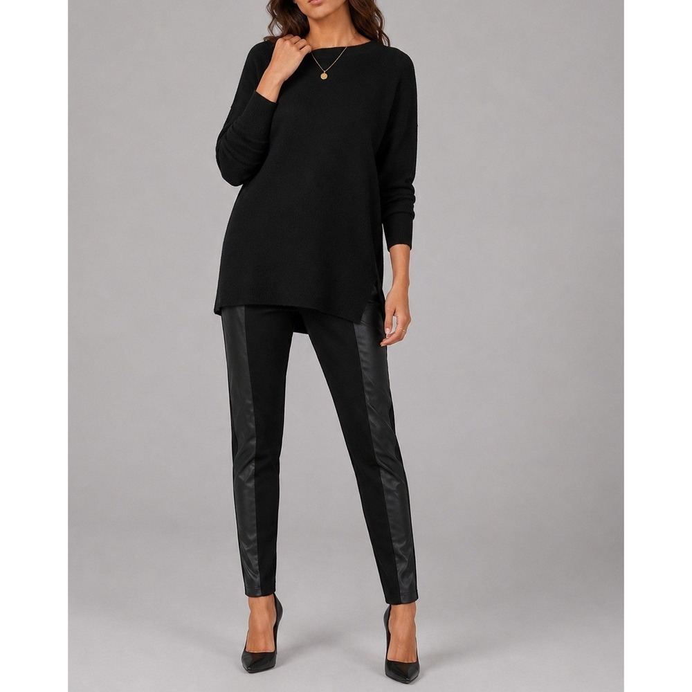 cAbi #3397 Bexley Street Leggings Womens XS Black Faux Leather Trim Vegan
